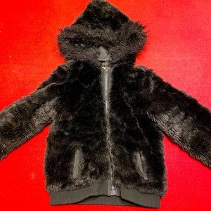 justice, black, fuzzy ,winter, jacket!